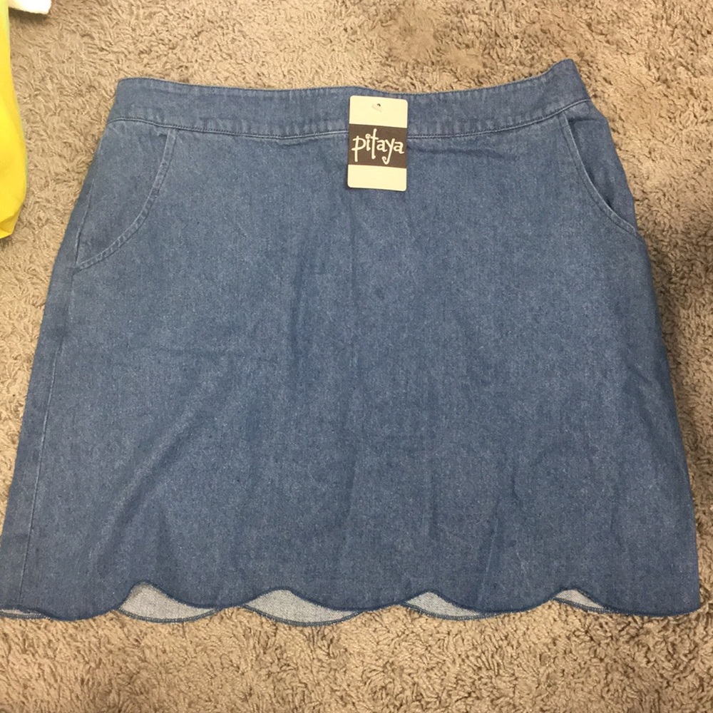 HYFVE scalloped jean skirt